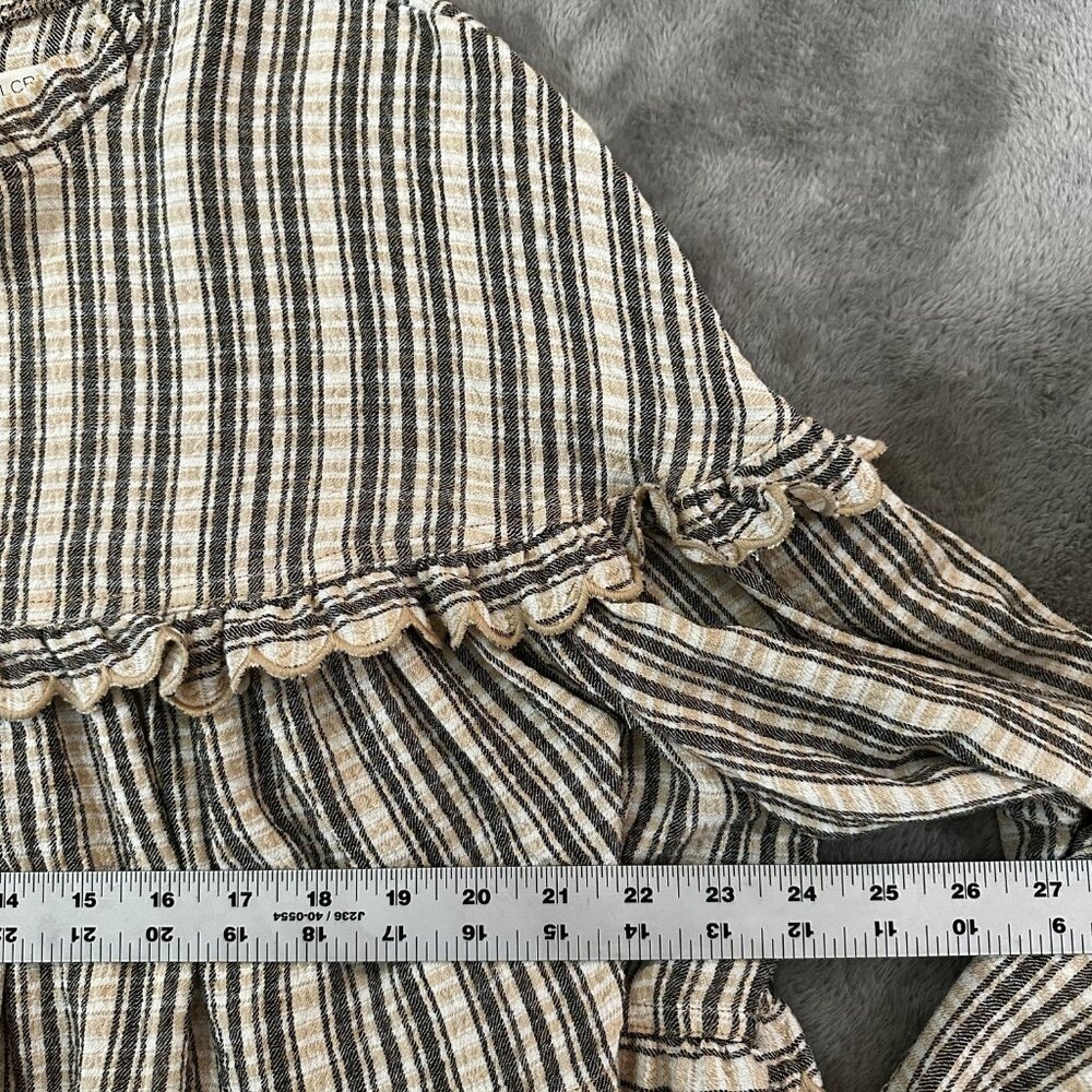 Pilcro Striped Ruffle Tiered Top in Cream and Black - Picture 5 of 7